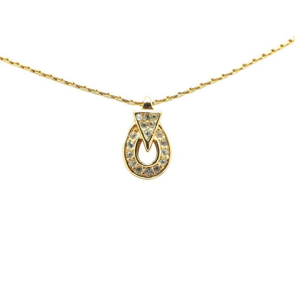 Dior Pendant Necklace Gold Plated Rhinestone